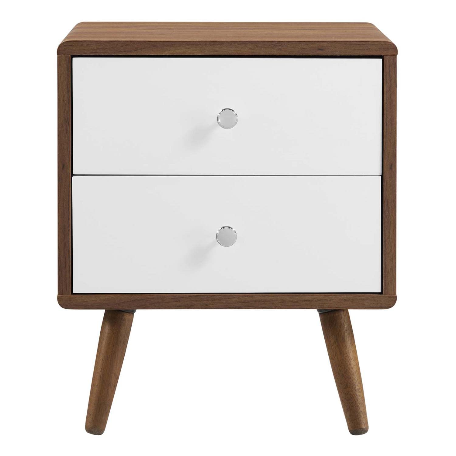 Modway Transmit 2-Drawer Particleboard Wood Nightstand In Walnut/White